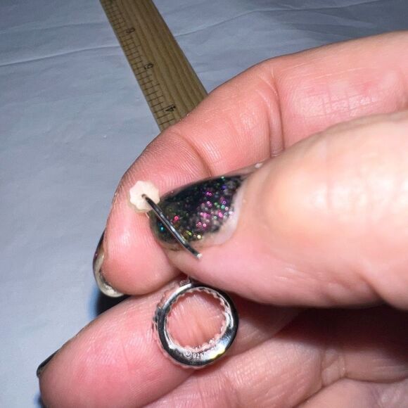 CZ Circle Dangle Earrings - Picture 8 of 8